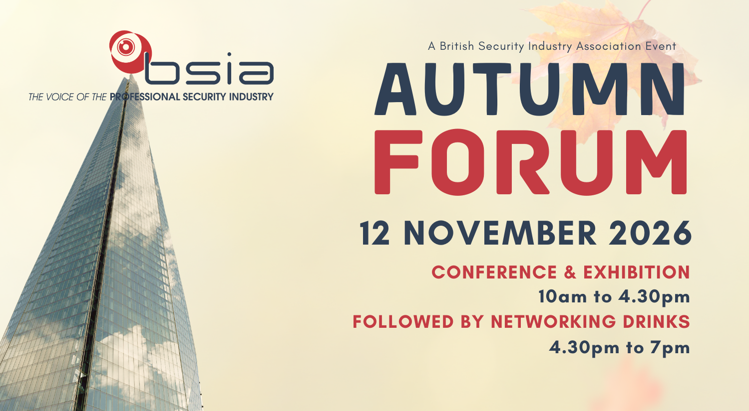 The BSIA is hosting the Autumn Forum at The Shard on 12 November 2026