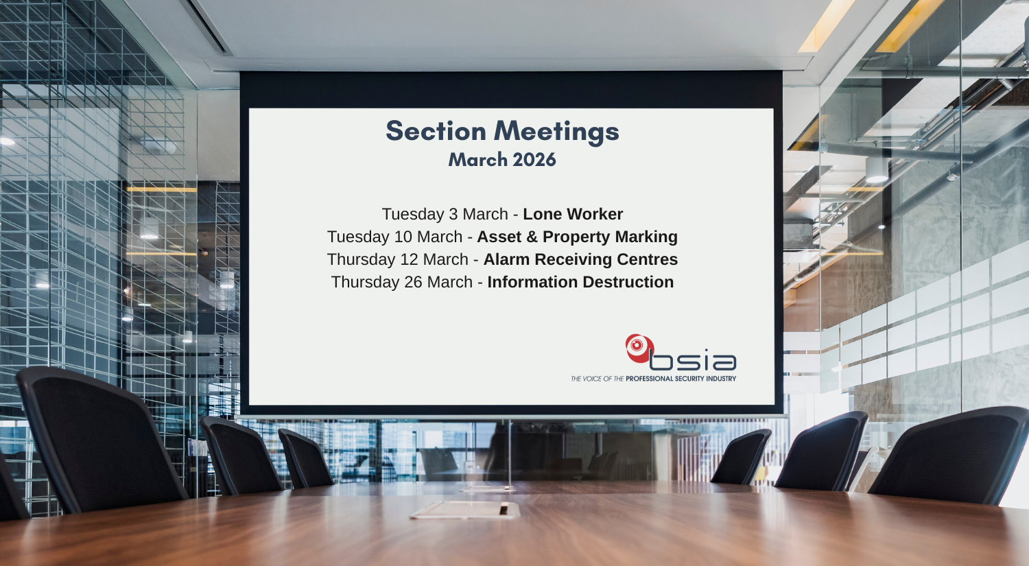 BSIA Section Meetings Planned for March 2026