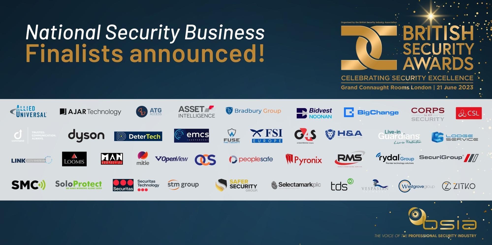 British Security Awards 2023: national finalists announced