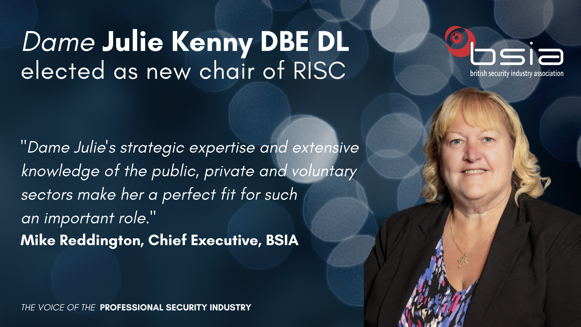 Dame Julie Kenny DBE DL elected as chair of RISC