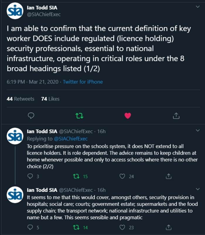 Ian Todd SIA security industry authority Key worker